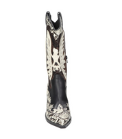 Botas cowboy para mujer SKYDIVA DELULU con estampado negro y beige, vista frontal