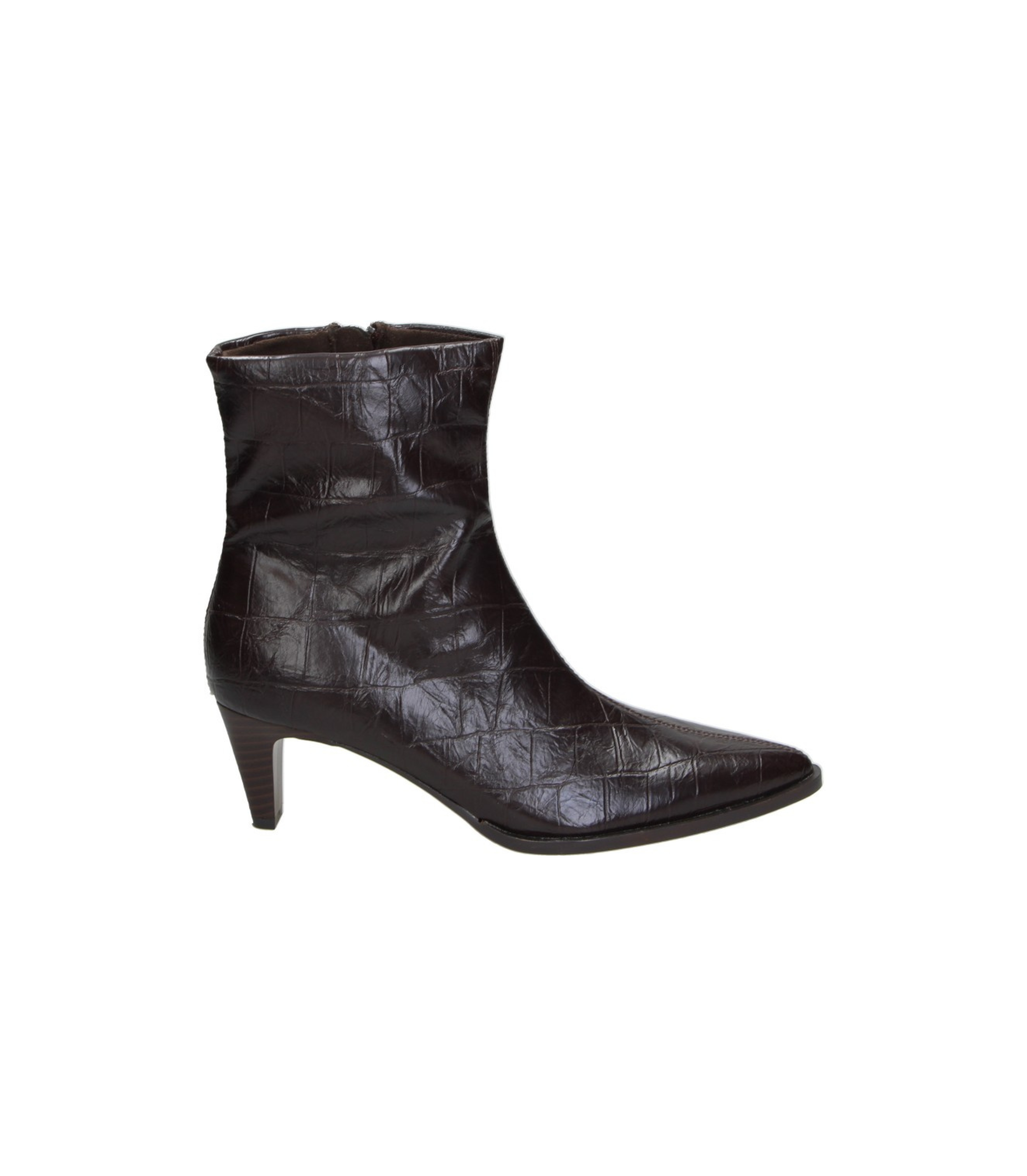Botines de tacón Skydiva EXTRA marrones con efecto serpiente