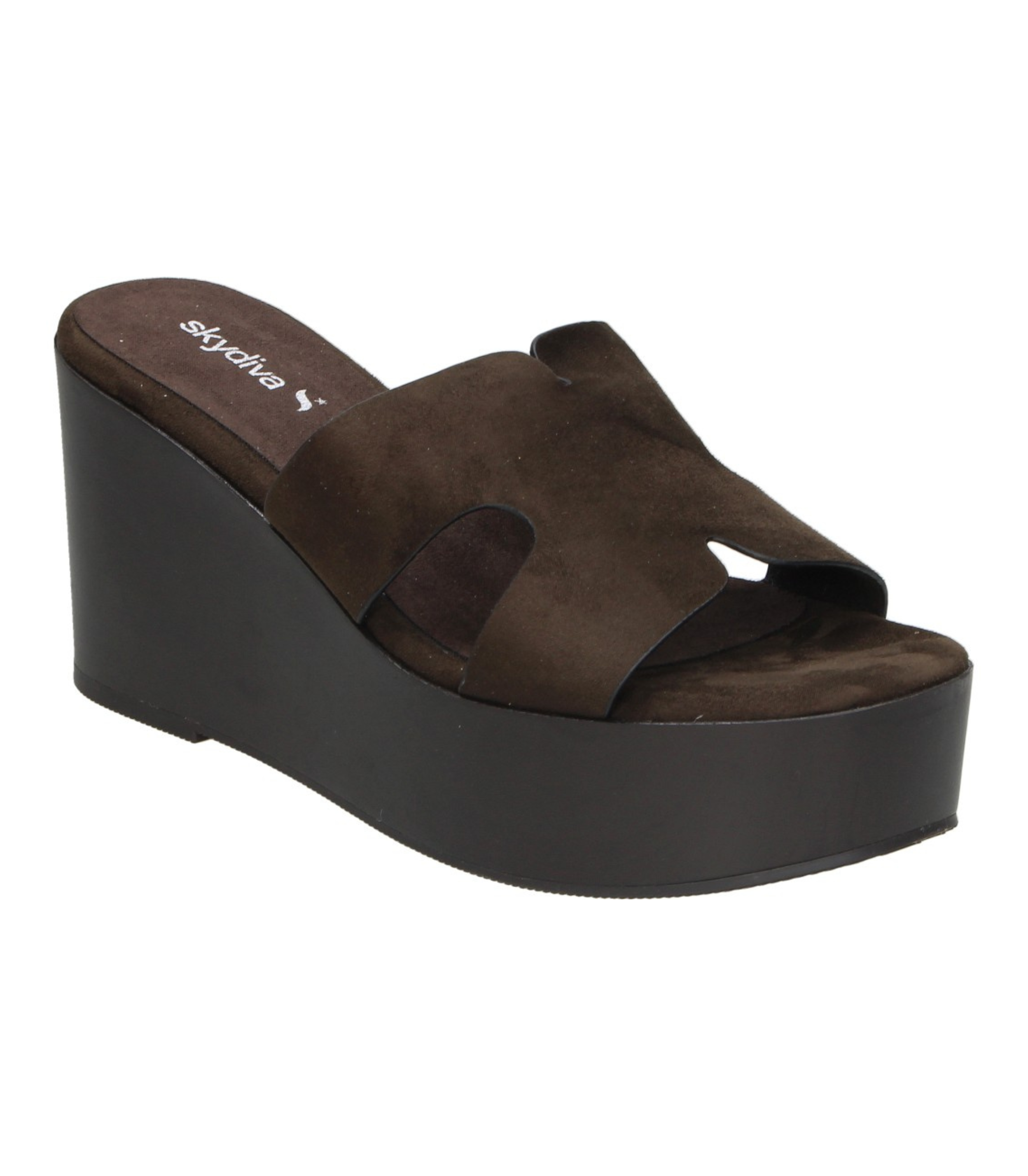Zuecos con cuña SKYDIVA SIN DRAMA en marrón chocolate para mujer