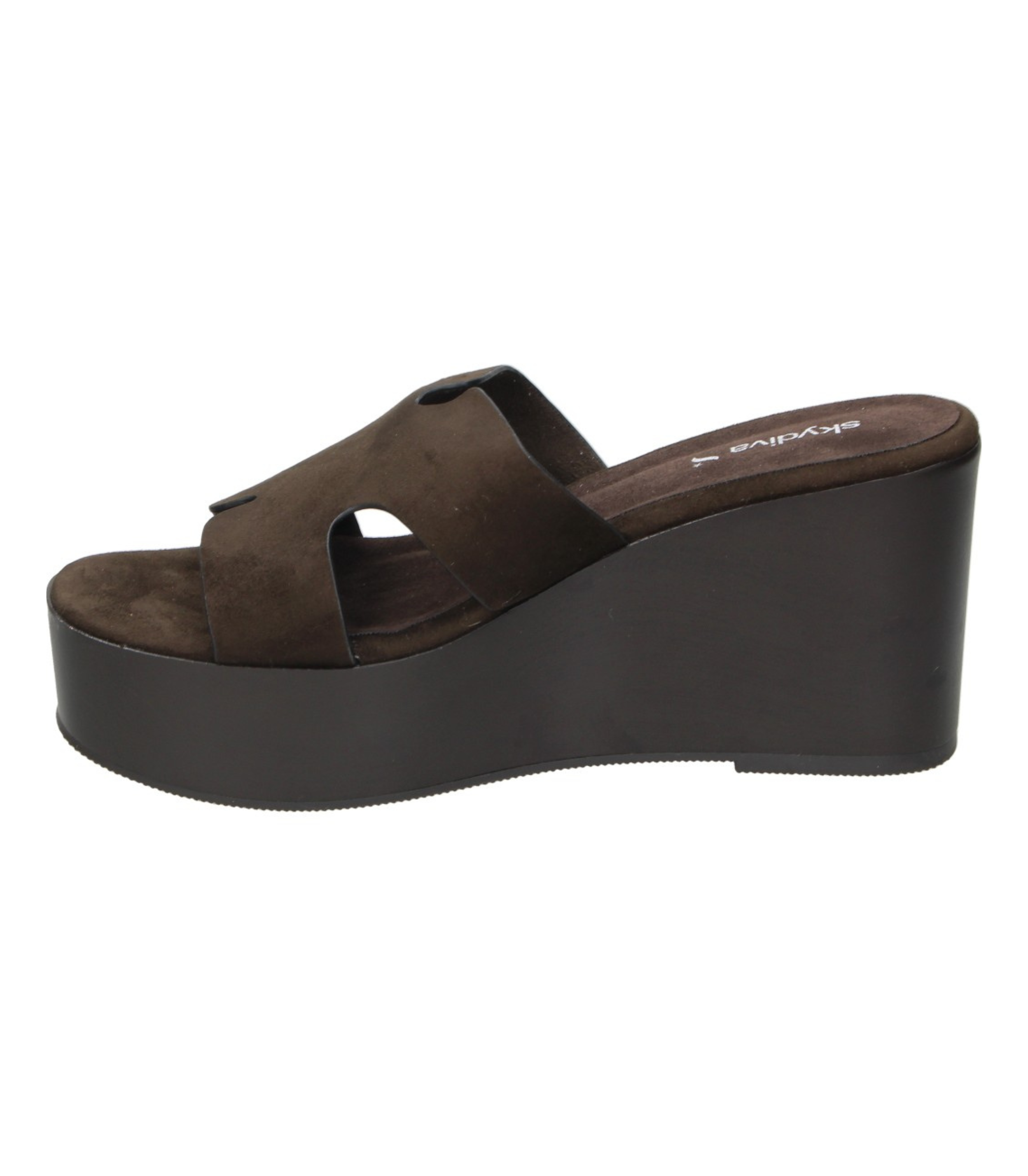 Zuecos con cuña SKYDIVA SIN DRAMA en marrón chocolate para mujer