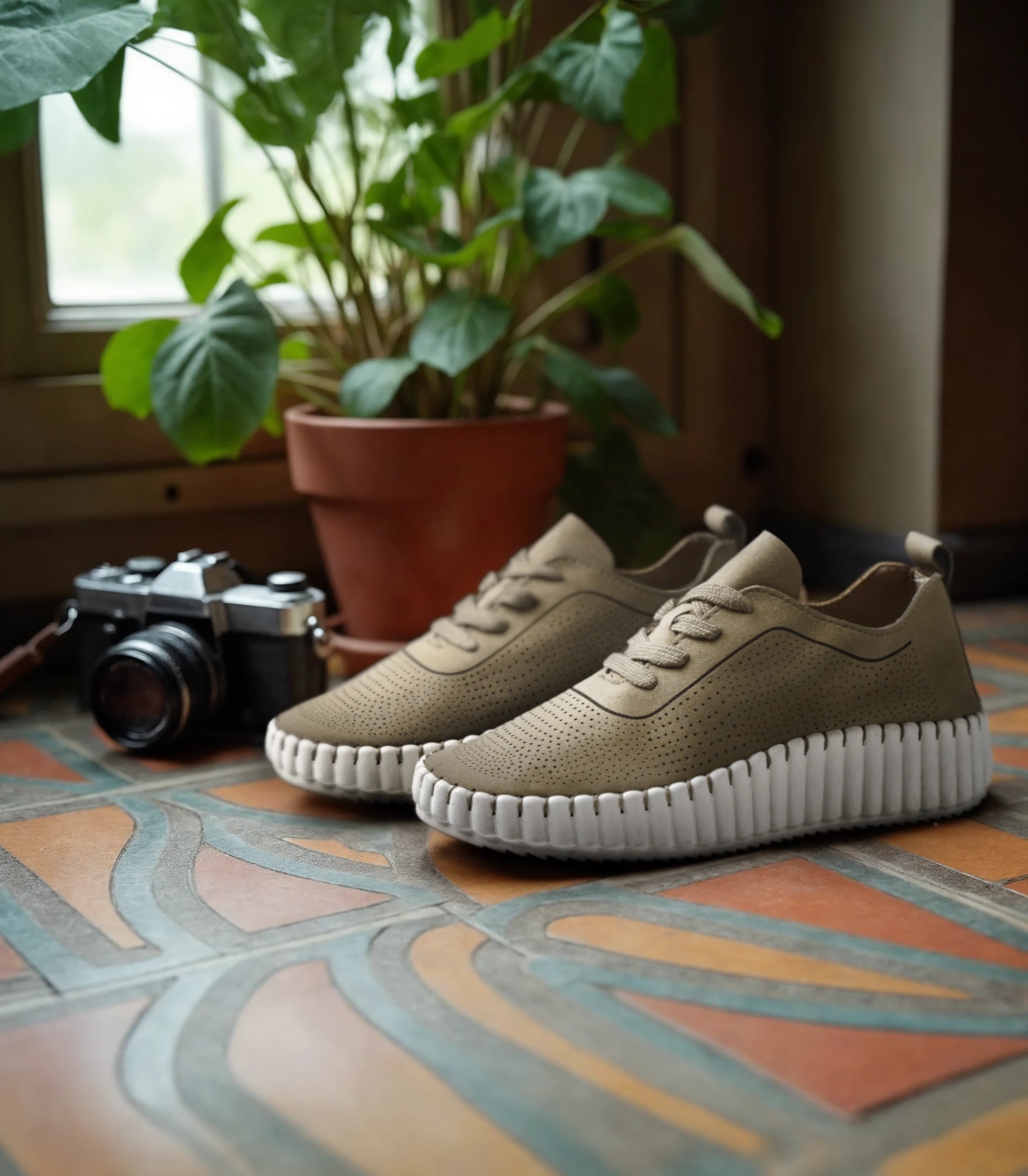 Zapato con cuña para mujer SKYDIVA XD en color verde khaki, vista completa