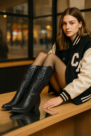 Botas cowboy con tacón Skydiva Dupla negras