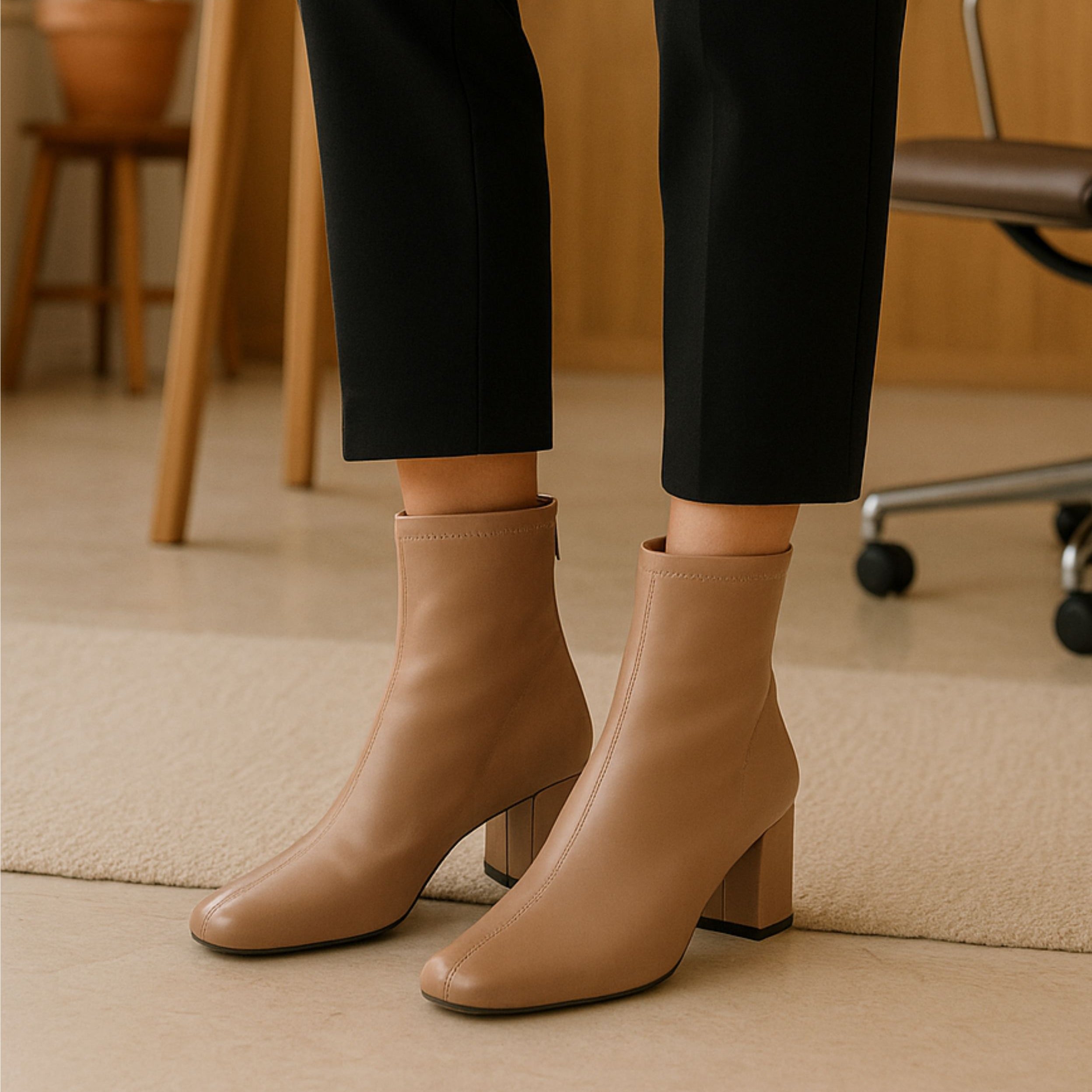 Botines para mujer SKYDIVA GOAT en color marrón, vista completa modelo
