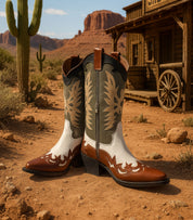 Botas cowboy para mujer SKYDIVA DELULU con estampado marrón y verde, vista completa