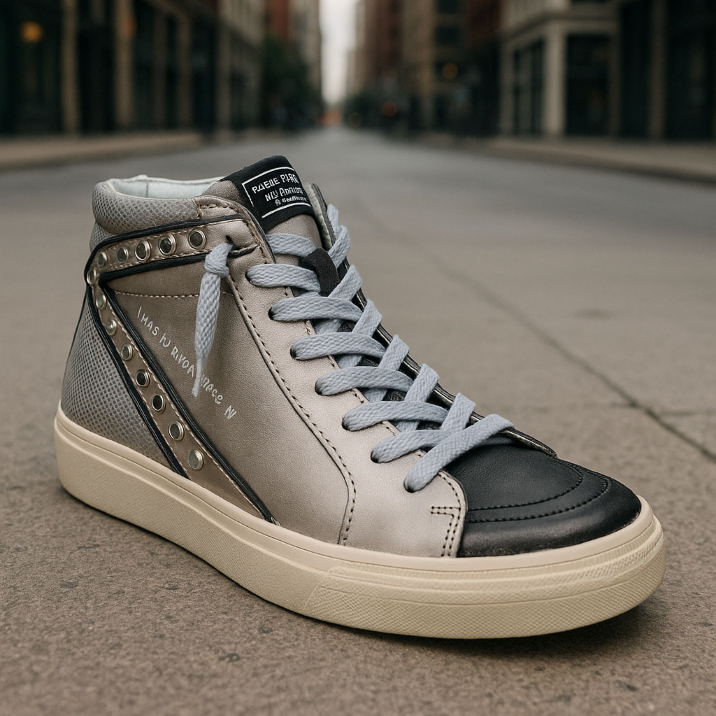 Botines deportivos para mujer SKYDIVA YASS en color gris y plata, vista completa